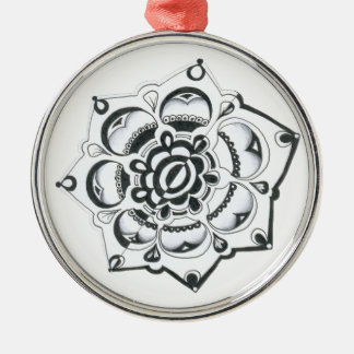 Black and White Floral Symmetry Metal Tree Decoration