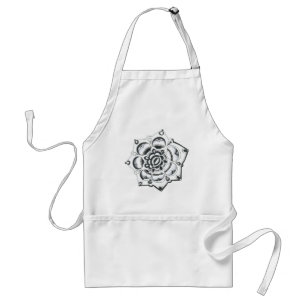 Black and White Floral Symmetry Standard Apron
