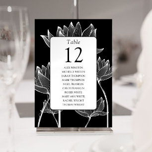 Black And White Floral Table Number Seating Chart