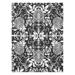 Black and White Floral Tablecloth