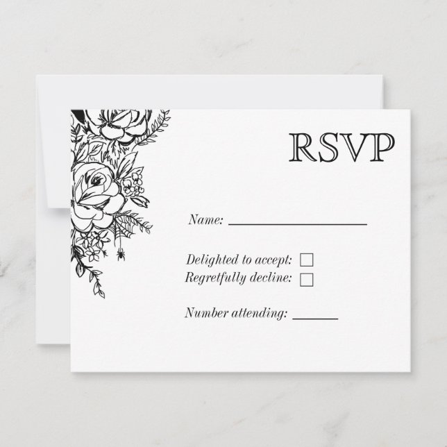 Black and white floral tattoo RSVP (Front)