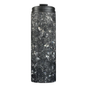 Black and white floral textile thermal tumbler
