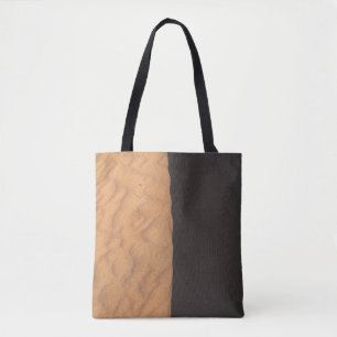Black and white floral textile tote bag