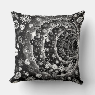 Black and white floral tunnel design  cushion