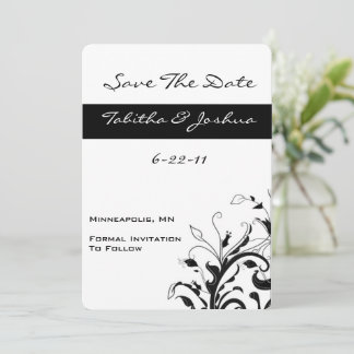 Black and White Floral Vines | Custom Save The Date
