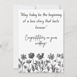 Black and White Floral Wedding celebrating Holiday Card