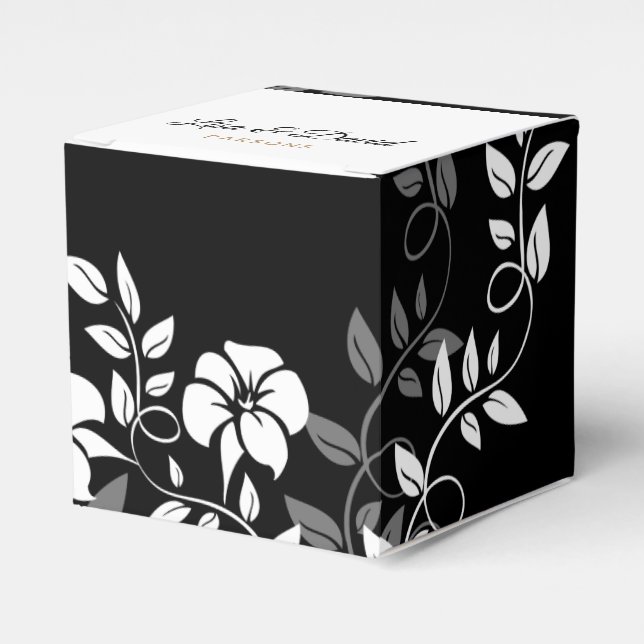 Black and White Floral Wedding Favour Box (Front Side)