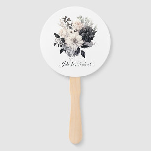 Black and White Floral Wedding Hand Fan