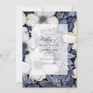 Black and White Floral Wedding Invitation