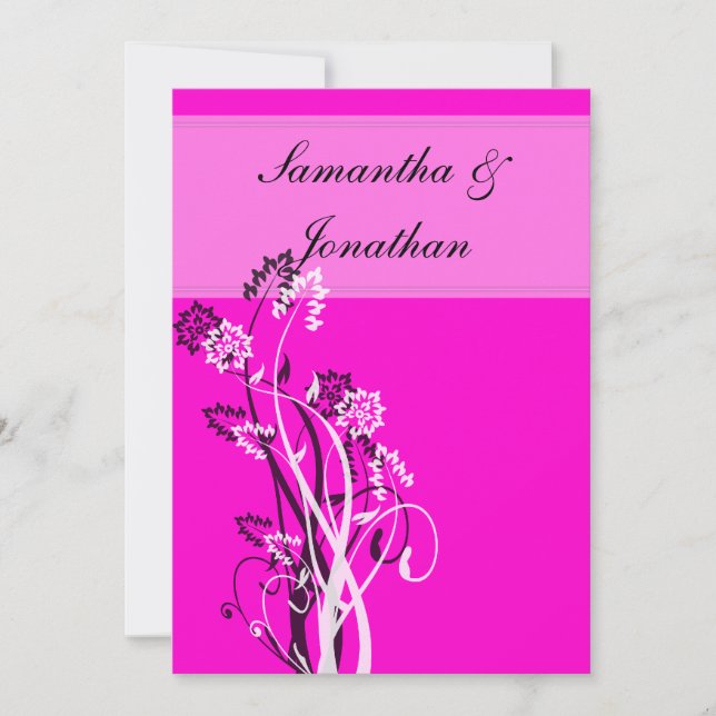 Black and White Floral Wedding Invitation (Front)