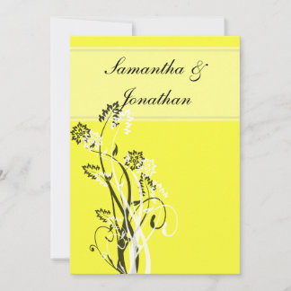 Black and White Floral Wedding Invitation