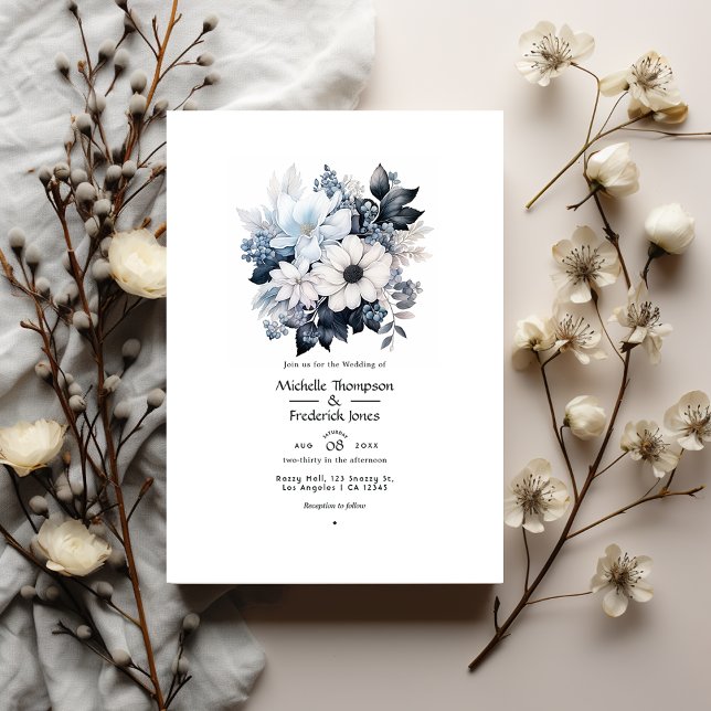 Black and White Floral Wedding Invitation (Creator Uploaded)
