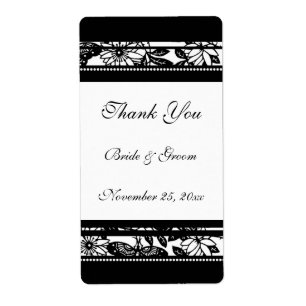 Black and White Floral Wedding Labels