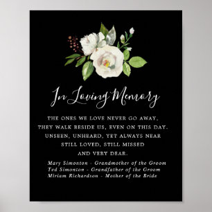 Black and White Floral Wedding Memorial Sign