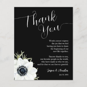 Black and White Floral Wedding Plate Thank You Flyer