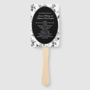 Black and White Floral Wedding Program Fan