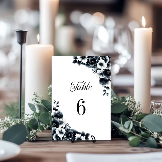 Black and White Floral Wedding Table Number (Creator Uploaded)