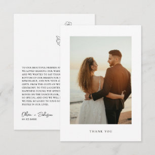 Black and White Floral Wedding Thank You Card