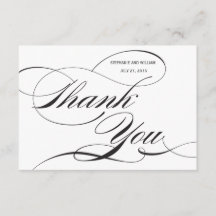 Black and White Flourish Wedding Thank You Card