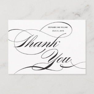 Black and White Flourish Wedding Thank You Card
