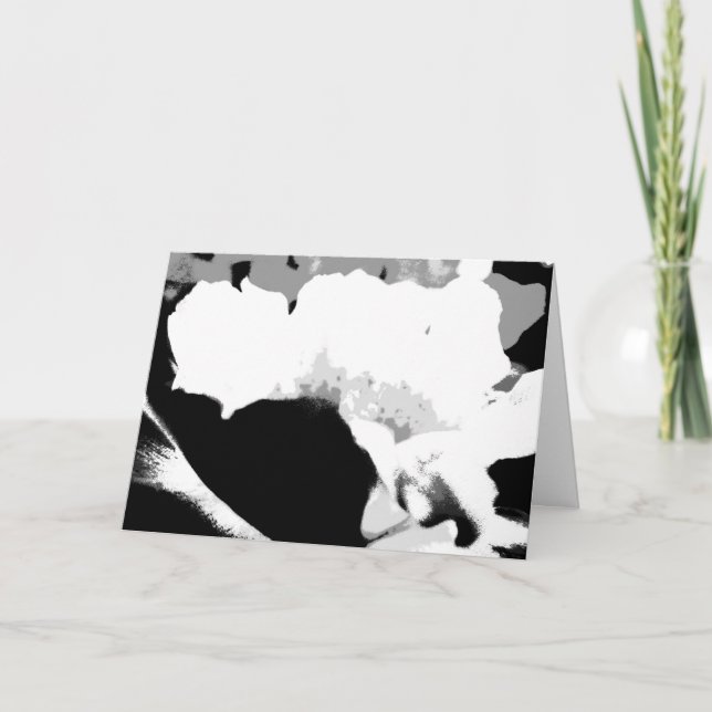 Black and White Flower Abstract, Blank Inside Card (Front)