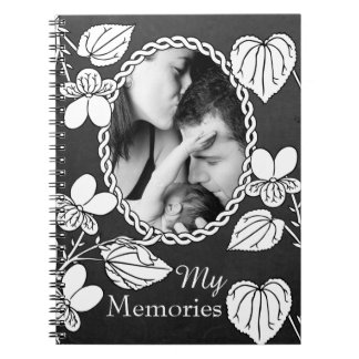 Black and White Flower Custom Photo Elegant Notebook
