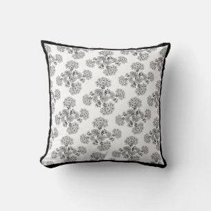 Black and white flower Damask pillow