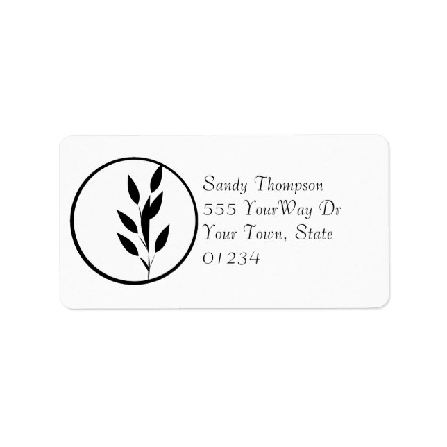 Black and White Flower Mailing Label (Front)