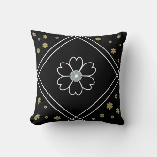 Black and white flower pattern cushion