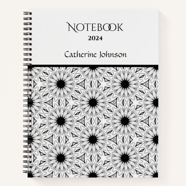 Black and White Flower pattern Notebook (Front)