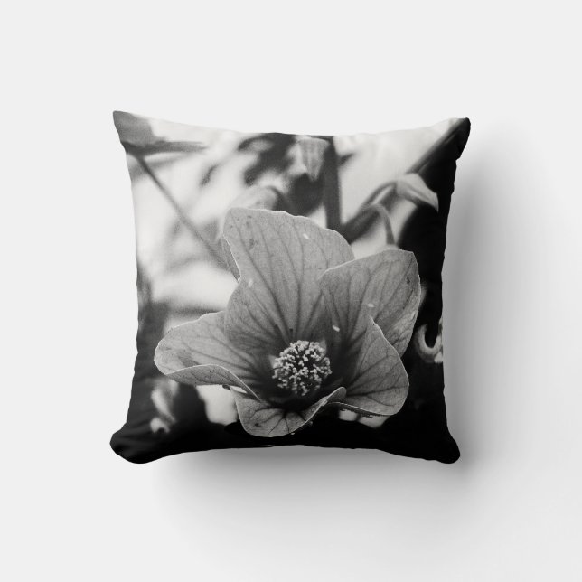 Black and White Flower Photography Cushion (Front)