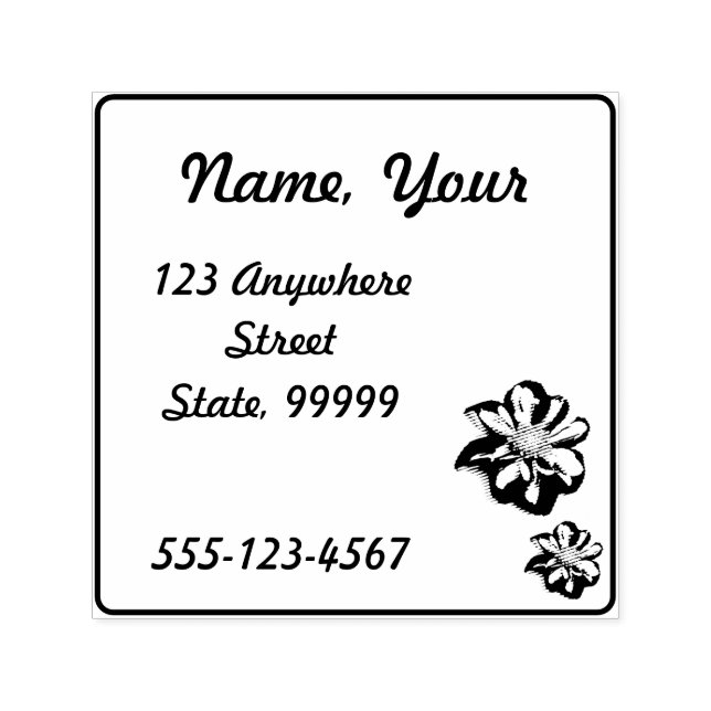 Black and White Flower Self-inking Stamp (Design)