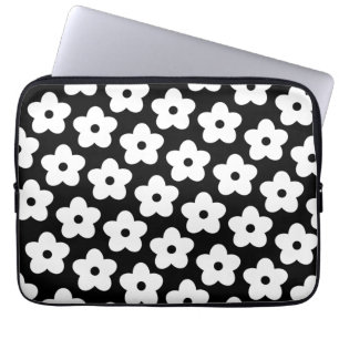 Black and White Flower Y2K Pattern Laptop Sleeve