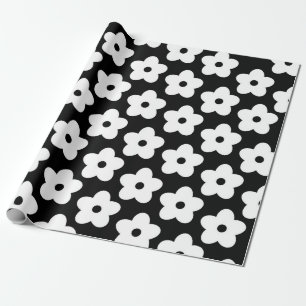 Black and White Flower Y2K Pattern Wrapping Paper