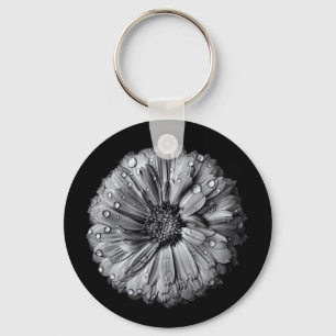 Black And White Flowers 10 Key Ring
