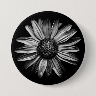 Black And White Flowers 18 7.5 Cm Round Badge