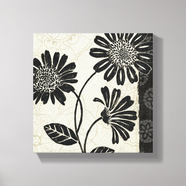 Black and White Flowers 2 Canvas Print (Front)