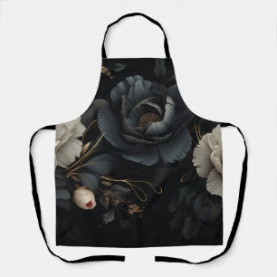 Black and White Flowers Apron