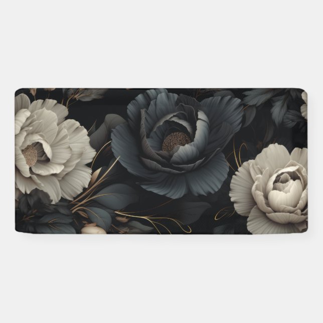 Black and White Flowers Banner (Horizontal)