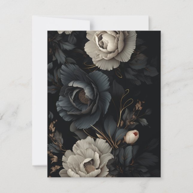 Black and White Flowers Card (Front)