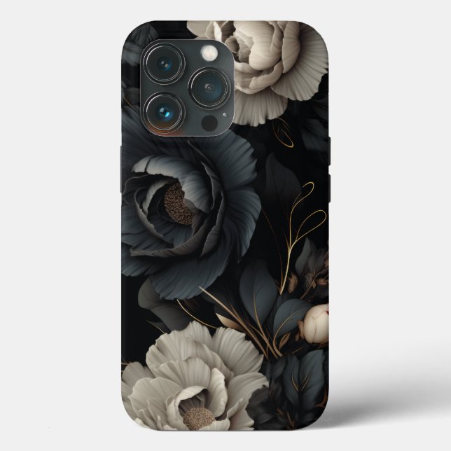 Black and White Flowers Case-Mate iPhone Case (Back)