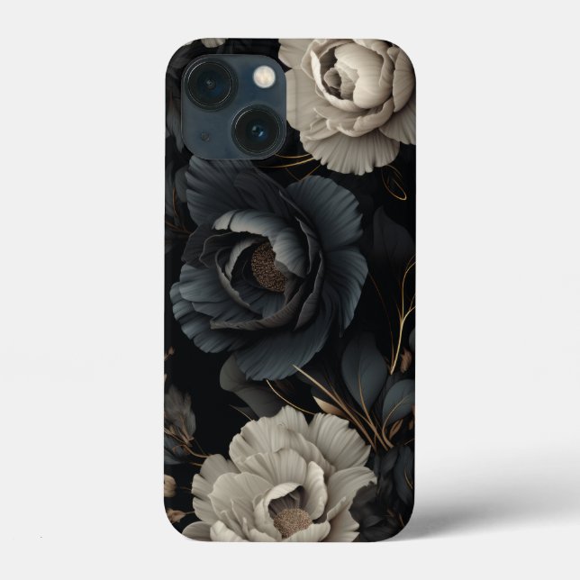 Black and White Flowers Case-Mate iPhone Case (Back)