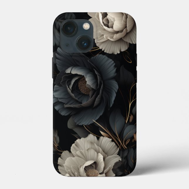 Black and White Flowers Case-Mate iPhone Case (Back)