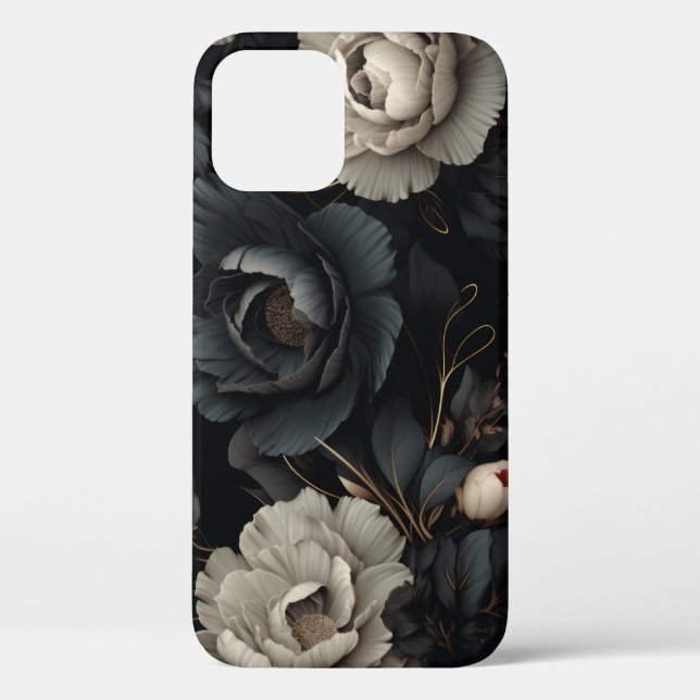 Black and White Flowers Case-Mate iPhone Case (Back)