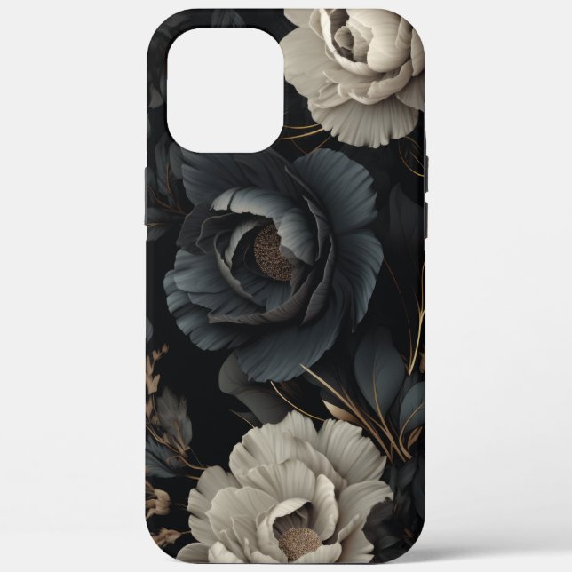 Black and White Flowers Case-Mate iPhone Case (Back)