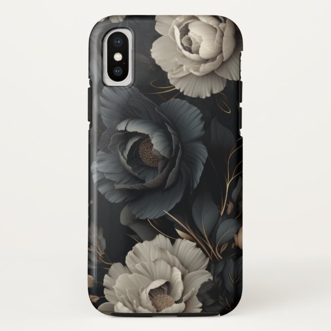 Black and White Flowers Case-Mate iPhone Case (Back)