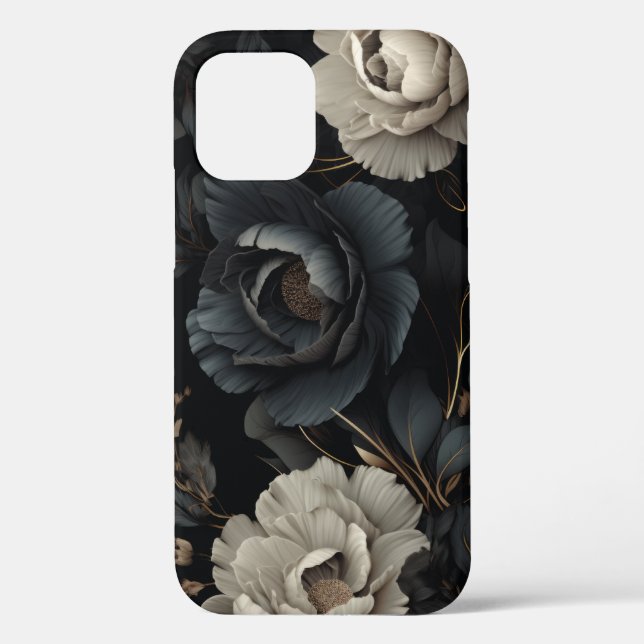 Black and White Flowers Case-Mate iPhone Case (Back)