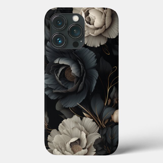 Black and White Flowers Case-Mate iPhone Case (Back)