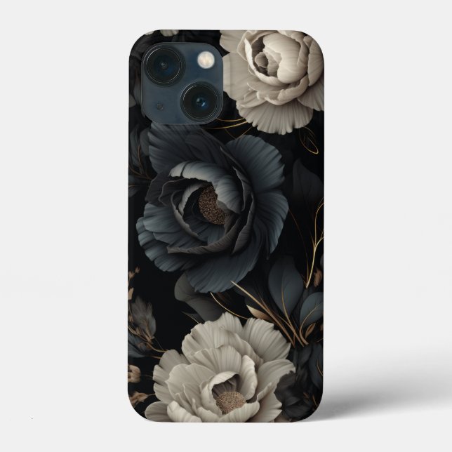 Black and White Flowers Case-Mate iPhone Case (Back)