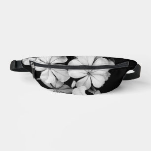Black and white flowers close-up bum bags